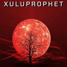 xuluprophet logo imposed over red moon and tree siloette.